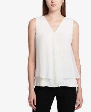 Calvin Klein Chiffon-overlay Shell