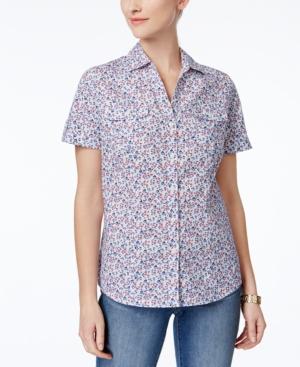 Karen Scott Printed Cotton Shirt, Only At Macy's
