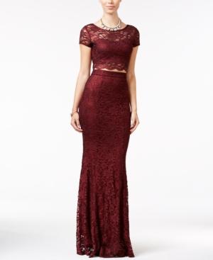 Speechless Juniors' Lace Crop Top & Maxi Skirt Set