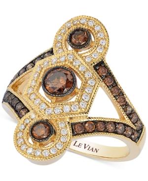 Le Vian Chocolatier Chocolate And White Diamond Deco Ring (1 Ct. T.w.) In 14k Gold