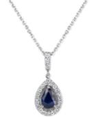 Sapphire (3/4 Ct. T.w.) & Diamond (1/4 Ct. T.w.) 18 Pendant Necklace In 14k White Gold
