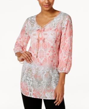 Jm Collection Printed Necklace Tunic, Only At Macy's