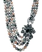 Anne Klein Hematite-tone Jet Stone, Bead & Colored Imitation Pearl Statement Necklace