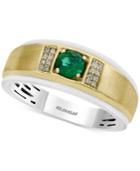 Effy Men's Emerald (1/2 Ct. T.w.) And Diamond Accent Ring In 14k Gold And White Gold