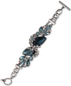Givenchy Hematite-tone Clear & Blue Crystal Flex Bracelet