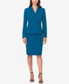 Tahari Asl Ruched Asymmetrical Skirt Suit