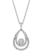 Diamond Double Teardrop Cluster Pendant Necklace (1/2 Ct. T.w.) In 14k White Gold