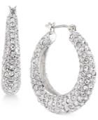 Carolee Silver-tone Crystal Hoop Earrings