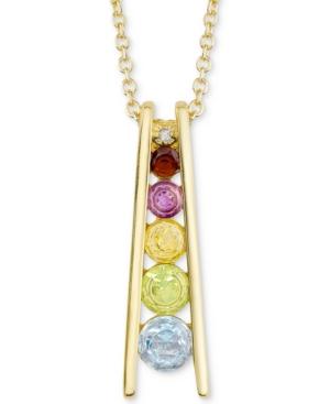 Multi-gemstone (5/8 Ct. T.w.) & Diamond Accent Ladder 18 Pendant Necklace In 18k Gold-plated Sterling Silver