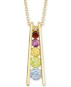 Multi-gemstone (5/8 Ct. T.w.) & Diamond Accent Ladder 18 Pendant Necklace In 18k Gold-plated Sterling Silver