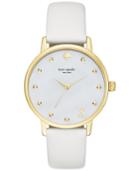 Kate Spade New York Women's Monogram Metro White Leather Strap Watch 34mm Ksw1099