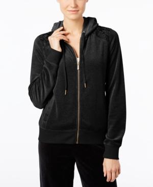 Calvin Klein Lace-trim Velour Hoodie