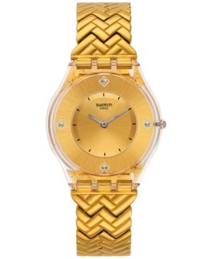 Swatch Women's Swiss Golden Street Gold-tone Stainless Steel Bracelet Watch 34mm Sfe106g