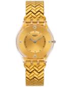 Swatch Women's Swiss Golden Street Gold-tone Stainless Steel Bracelet Watch 34mm Sfe106g
