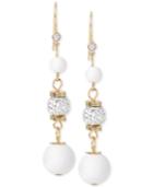 M. Haskell For Inc Two-tone White Beaded Triple Drop Earrings, Only At Macy's