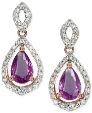 Purple Sapphire (1 Ct. T.w.) And Diamond (1/4 Ct. T.w.) Drop Earrings In 14k Rose Gold