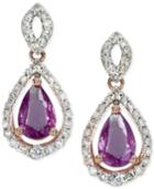 Purple Sapphire (1 Ct. T.w.) And Diamond (1/4 Ct. T.w.) Drop Earrings In 14k Rose Gold