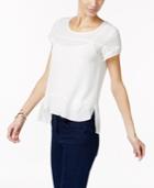 Ny Collection Petite Crepe & Dobby High-low Top