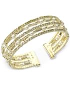 Anne Klein Gold-tone Imitation Pearl And Crystal Multi-row Cuff Bracelet