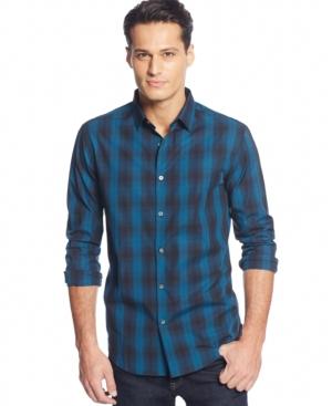Alfani Long-sleeve Ombre Plaid Shirt