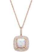 Lab-created Opal (1-3/8 Ct. T.w.) And White Sapphire (1/3 Ct. T.w.) 18 Pendant Necklace In 14k Rose Gold-plated Sterling Silver