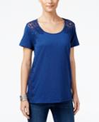 Style & Co. Petite Lace-trim Top, Only At Macy's