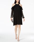 Msk Embellished-sleeve Cold-shoulder Shift Dress