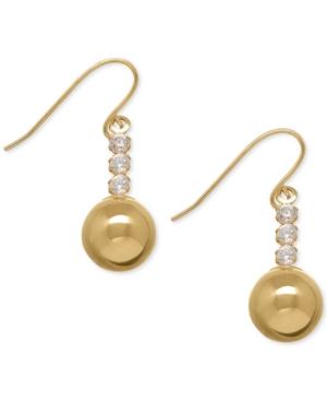 Cubic Zirconia Ball Drop Earrings In 10k Gold