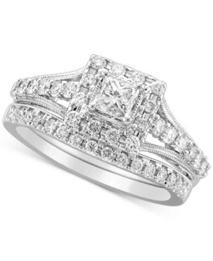 Diamond Square Halo Milgrain Bridal Set (1 Ct. T.w.) In 14k White Gold