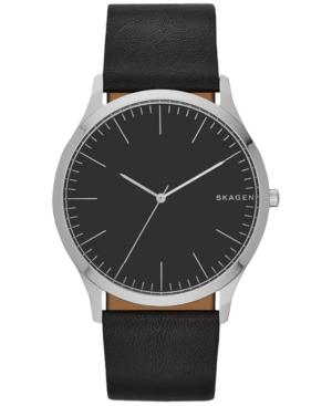 Skagen Men's Black Leather Strap Watch 41mm Skw6329