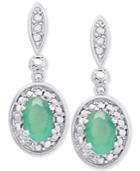 Emerald Drop Earrings (9/10 Ct. T.w.) In Sterling Silver