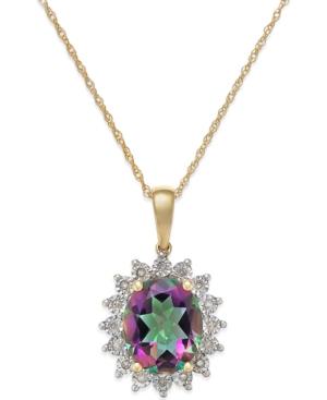 Mystic Topaz (4 Ct. T.w.) And Diamond Accent Pendant Necklace In 14k Gold