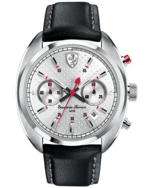 Scuderia Ferrari Men's Chronograph Formula Sportiva Black Leather Strap Watch 43mm 830241