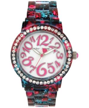 Betsey Johnson Women's Red Floral Printed Black Bracelet Watch 40mm Bj00482-10