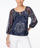 Inc International Concepts Embellished Keyhole Peasant Blouse, Only At Macy's