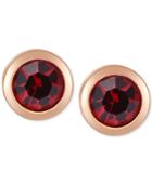 T Tahari Gold-tone Siam Stone Circle Stud Earrings