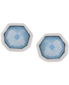 Vince Camuto Silver-tone Hexagon Blue Stud Earrings