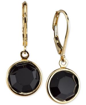 2028 Gold-tone Faceted Jet Stone Drop Earrings