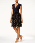 Sl Fashions Surplice Glitter Embellished Sash Dress