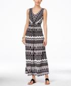 Ny Collection Petite Printed Knot-front Maxi Dress