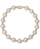 Belle De Mer Pink Or White Cultured Freshwater Pearl (7-1/2mm) Bracelet In 14k Rose Gold