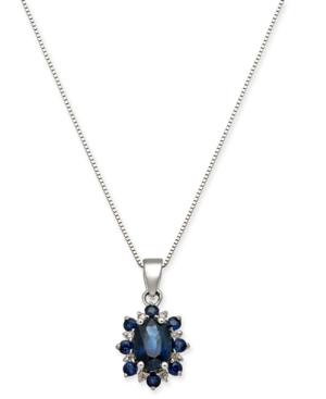 Sapphire (1-1/3 Ct. T.w.) & Diamond Accent 18 Pendant Necklace 14k White Gold