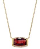 Rhodolite Garnet (3 Ct. T.w.) And Diamond (1/8 Ct. T.w.) Pendant Necklace In 14k Gold Vermeil Over Sterling Silver