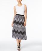 Ny Collection Petite Printed Pull-on Pleated Midi Skirt
