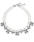 Charter Club Silver-tone Imitation Pearl, Crystal & Stone Double Row Collar Necklace, 17 + 2 Extender, Created For Macy's
