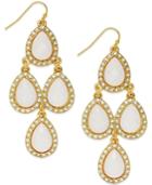 Inc International Concepts Gold-tone White Teardrop Chandelier Earrings