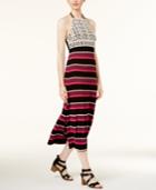 Kensie Striped Crochet-trim Dress