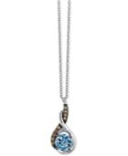 Le Vian Chocolatier Sea Blue Aquamarine (3/4 Ct. T.w.) & Diamond Accent 18 Pendant Necklace In 14k White Gold