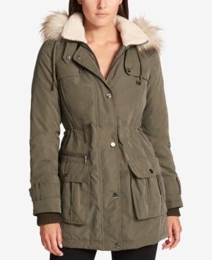 Dkny Plus Size Faux-fur-trim Hooded Parka