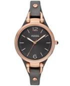 Fossil Women's Georgia Ash Gray Leather Strap Watch 32mm Es3077